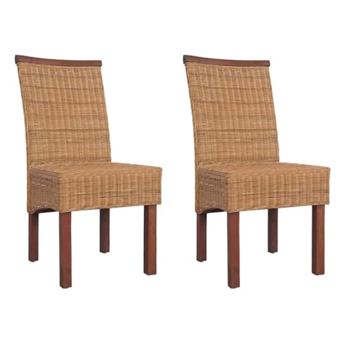 QJBSAVVA Esszimmerstühle aus echtem Rattan mit Massivholzrahmen 2er Set Bequeme Sitzmöbel für Küche und Wohnzimmer Natürliches Design von QJBSAVVA