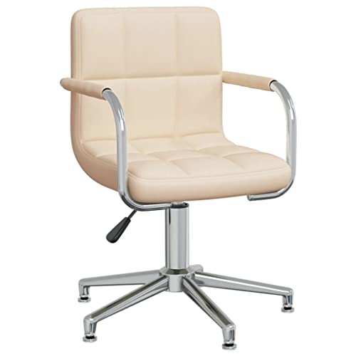 QJBSAVVA Esszimmerstuhl Drehbar Creme Stoff Moderner Küchenstuhl mit Gasdruckfeder und 360 Grad Drehfunktion Bequem & Langlebig für Esszimmer Küche und Wohnzimmer von QJBSAVVA