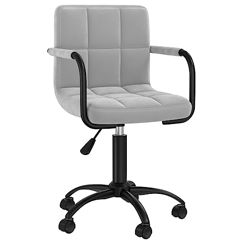 QJBSAVVA Esszimmerstuhl Drehbar Hellgrau Samt Moderner Küchenstuhl mit Gasdruckfeder 360 Grad Drehfunktion Höhenverstellbar für Esszimmer Küche und Wohnzimmer von QJBSAVVA