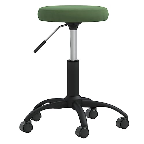 QJBSAVVA Esszimmerstuhl Dunkelgrün Samt Drehbar mit Gasdruckfeder Höhenverstellbarer Küchenstuhl mit Rollen Modernes Design für Küchentheke und Essbereich von QJBSAVVA