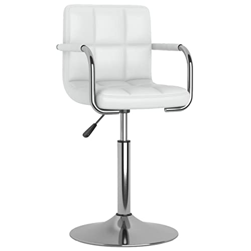 QJBSAVVA Esszimmerstuhl Weiß Kunstleder Drehbar Höhenverstellbar mit Gasdruckfeder und Armlehnen 48 x 47 x 71-85 cm Moderner Küchenstuhl für Esszimmer Küche und Wohnzimmer von QJBSAVVA