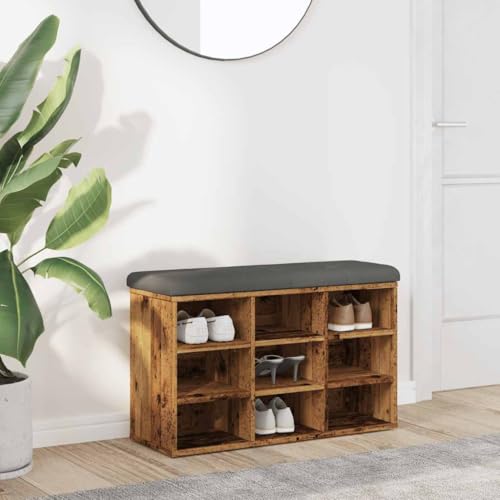 QJBSAVVA Flurmöbel Schuhbank Altholz-Optik 82x32x50 cm mit gepolstertem Sitzkissen aus Holzwerkstoff für Flur Wohnzimmer und Schlafzimmer QJBSAVVA Flurmöbel Schuhbank Altholz-Optik 82x32x50 cm mit gepolstertem Sitzkissen aus Holzwerkstoff für Flur Wohnzimmer und Schlafzimmer von QJBSAVVA