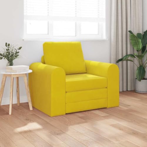 QJBSAVVA Fußboden Sofabett 2 in 1 Gelb 98x71x83 cm Modernes Schlafsofa mit Velours Bezug Bequeme Schlafcouch für Wohnzimmer und kleine Räume QJBSAVVA Fußboden Sofabett 2 in 1 Gelb 98x71x83 cm Modernes Schlafsofa mit Velours Bezug Bequeme Schlafcouch für Wohnzimmer und kleine Räume von QJBSAVVA