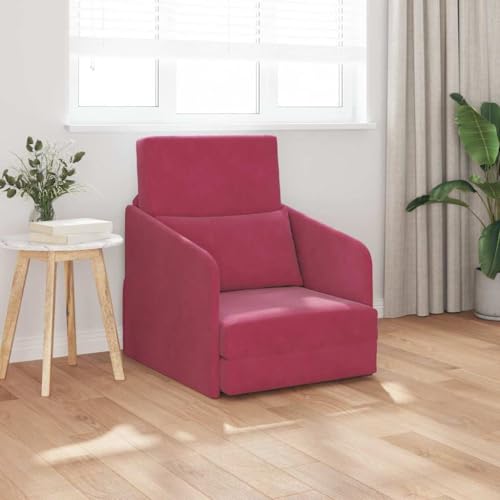 QJBSAVVA Futon Sofa 2 in 1 Weinrot 65x80x83 cm Samt Schlafsofa mit verstellbaren Armlehnen und fleckenresistentem Polyesterstoff für Wohnzimmer und kleine Räume von QJBSAVVA