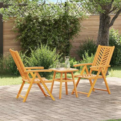 QJBSAVVA Garten Bistro Set 3 Teile Braun Akazie Massivholz Klappbare Stühle mit Verstellbarer Rückenlehne 150 x 90 x 60 cm Robustes Outdoor Möbel für Balkon Garten und Terrasse QJBSAVVA Garten Bistro Set 3 Teile Braun Akazie Massivholz Klappbare Stühle mit Verstellbarer Rückenlehne 150 x 90 x 60 cm Robustes Outdoor Möbel für Balkon Garten und Terrasse von QJBSAVVA