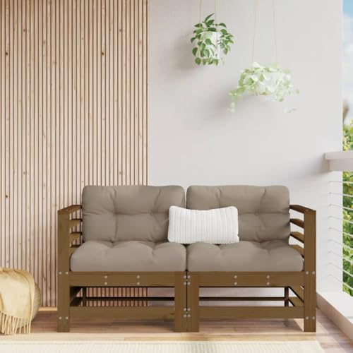 QJBSAVVA Garten-Ecksofa Honigbraun 2er Set aus massivem Kiefernholz 63,5x63,5x60 cm Latten-Design Modular & Stapelbar Robuste Outdoor Couch für Garten Balkon Terrasse von QJBSAVVA