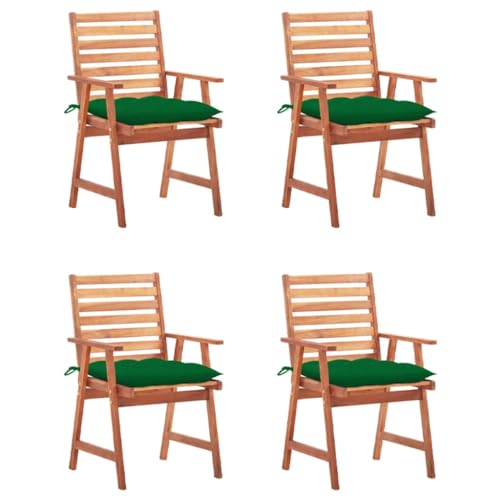 QJBSAVVA Garten Essstühle 4 Stück mit Kissen Massivholz Akazie Outdoor Stühle für Terrasse Balkon und Garten Modernes Design Wetterbeständig und Langlebig von QJBSAVVA