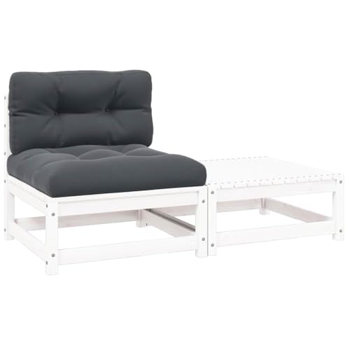 QJBSAVVA Garten-Lounge-Set 2-TLG. aus massiver Kiefer Weiß mit Anthrazit-Kissen 70 x 70 cm Modernes Design Robust und platzsparend für Garten Balkon und Terrasse QJBSAVVA Garten-Lounge-Set 2-TLG. aus massiver Kiefer Weiß mit Anthrazit-Kissen 70 x 70 cm Modernes Design Robust und platzsparend für Garten Balkon und Terrasse von QJBSAVVA