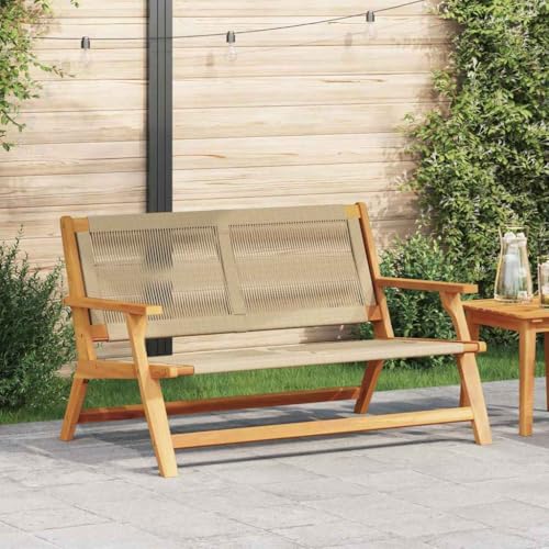 QJBSAVVA Gartenbank aus massivem Akazienholz mit beigem Seil 78 x 122 x 73 cm Modernes Design Wetterfest & Pflegeleicht für Terrasse Balkon und Garten QJBSAVVA Gartenbank aus massivem Akazienholz mit beigem Seil 78 x 122 x 73 cm Modernes Design Wetterfest & Pflegeleicht für Terrasse Balkon und Garten von QJBSAVVA