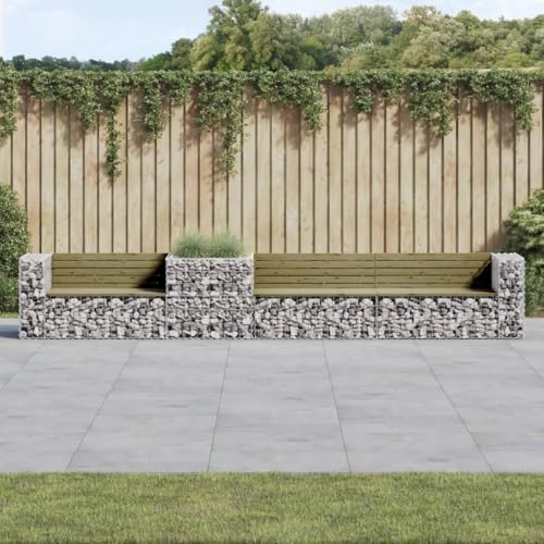 QJBSAVVA Gartenbank mit Gabione aus kesseldruckimprägniertem Kiefernholz 122 x 71 x 65.5 cm Robuste Outdoor Sitzbank mit Gabionenkorb für Garten Terrasse und Balkon QJBSAVVA Gartenbank mit Gabione aus kesseldruckimprägniertem Kiefernholz 122 x 71 x 65.5 cm Robuste Outdoor Sitzbank mit Gabionenkorb für Garten Terrasse und Balkon von QJBSAVVA