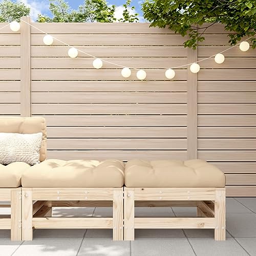 QJBSAVVA Gartenhocker Massivholz Kiefer 57,5x57,5 cm, 2er Set mit beige Sitzkissen, Latten-Design Robust & Modular für Balkon Terrasse und Sitzecke von QJBSAVVA