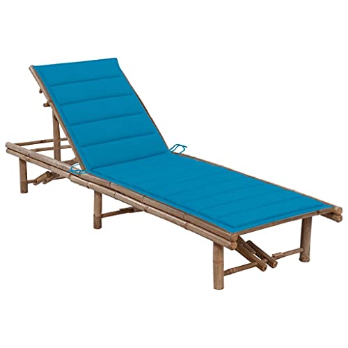 QJBSAVVA Gartenliege aus Bambus mit Verstellbarer Rückenlehne und Blauer Polyester-Auflage 200 x 65 cm Robust & Leicht für Strand Garten und Balkon QJBSAVVA Gartenliege aus Bambus mit Verstellbarer Rückenlehne und Blauer Polyester-Auflage 200 x 65 cm Robust & Leicht für Strand Garten und Balkon von QJBSAVVA