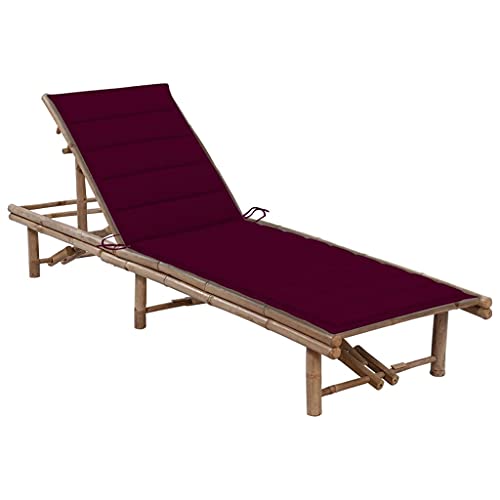 QJBSAVVA Gartenliege aus Bambus mit Verstellbarer Rückenlehne und weinroter Polyester-Auflage 200 x 65 cm Robust & Leicht für Garten Balkon und Terrasse QJBSAVVA Gartenliege aus Bambus mit Verstellbarer Rückenlehne und weinroter Polyester-Auflage 200 x 65 cm Robust & Leicht für Garten Balkon und Terrasse von QJBSAVVA