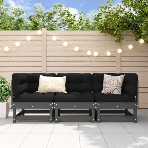 QJBSAVVA Gartenlounge Set 3-TLG. Massivholz Kiefer Grau Modernes Latten-Design 183 x 61 x 62 cm Outdoor Sofa Ecksofa & Mittelsofa Modular für Terrasse Balkon und kleine Plätze von QJBSAVVA