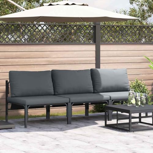 QJBSAVVA Gartenmöbel Set 3-TLG Anthrazit Outdoor Sofa Lounge mit Kissen 240 x 80 x 71 cm pulverbeschichteter Stahl wetterfest platzsparend für Balkon Terrasse und kleine Sitzecke QJBSAVVA Gartenmöbel Set 3-TLG Anthrazit Outdoor Sofa Lounge mit Kissen 240 x 80 x 71 cm pulverbeschichteter Stahl wetterfest platzsparend für Balkon Terrasse und kleine Sitzecke von QJBSAVVA