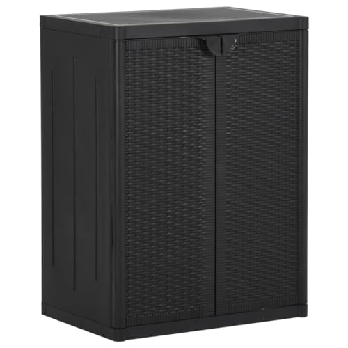 QJBSAVVA Gartenschrank Schwarz 65x45x88 cm aus PP mit Rattan-Optik 2 Ablagen Langlebiger Aufbewahrungsschrank für Garten Terrasse und Balkon QJBSAVVA Gartenschrank Schwarz 65x45x88 cm aus PP mit Rattan-Optik 2 Ablagen Langlebiger Aufbewahrungsschrank für Garten Terrasse und Balkon von QJBSAVVA