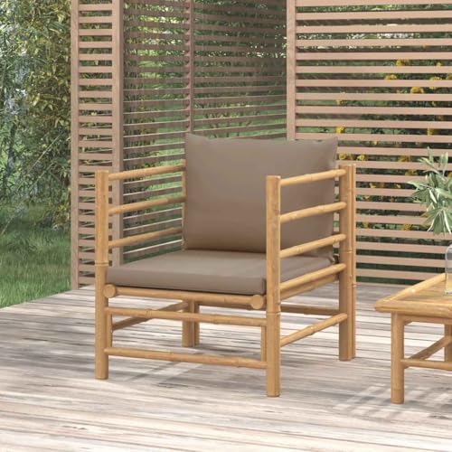QJBSAVVA Gartensessel aus Bambus mit Taupe Outdoor Kissen 63 x 69 x 65 cm Modularer Loungesessel mit Sitz- & Rückenkissen Robust & Modernes Design für Balkon Garten Terrasse QJBSAVVA Gartensessel aus Bambus mit Taupe Outdoor Kissen 63 x 69 x 65 cm Modularer Loungesessel mit Sitz- & Rückenkissen Robust & Modernes Design für Balkon Garten Terrasse von QJBSAVVA