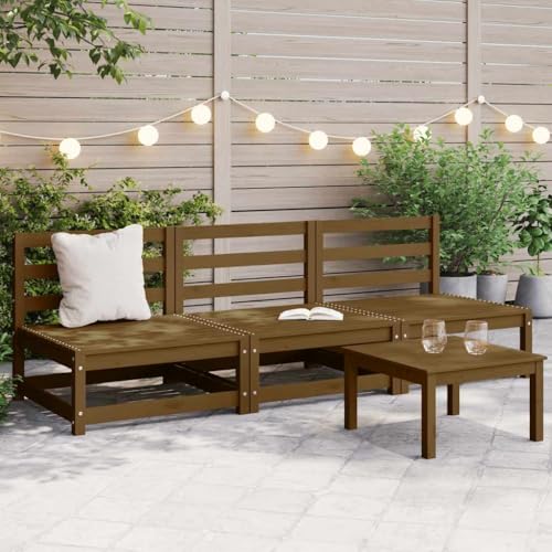 QJBSAVVA Gartensofa Lounge Set 3-teilig Honigbraun Kiefer Massivholz 70 x 70 x 67 cm Modular Outdoor Couch für Terrasse Balkon Kleiner Garten QJBSAVVA Gartensofa Lounge Set 3-teilig Honigbraun Kiefer Massivholz 70 x 70 x 67 cm Modular Outdoor Couch für Terrasse Balkon Kleiner Garten von QJBSAVVA
