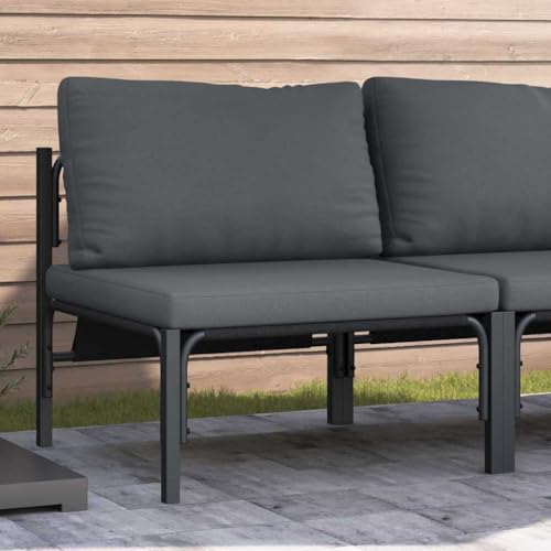 QJBSAVVA Gartensofa Outdoor Anthrazit 80 x 80 x 71 cm aus pulverbeschichtetem Stahl mit 160 g Polyester-Kissen Modernes Design Robust und platzsparend für Balkon Terrasse und kleine Außenbereiche von QJBSAVVA