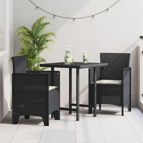 QJBSAVVA Gartenstühle 2er Set Anthrazit Moderner Outdoor Sessel aus Kunststoff Rattan 53 x 49 x 85 cm UV-beständig & Wetterfest für Terrasse Balkon und Garten von QJBSAVVA