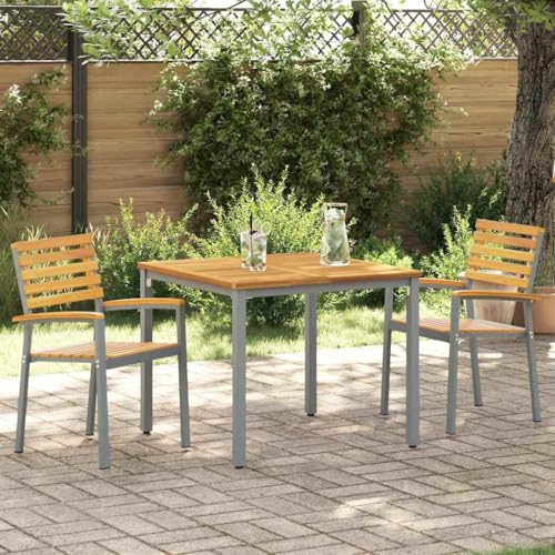 QJBSAVVA Gartenstühle 2er Set Grau Modernes Design aus Metallstahl mit Matt Oberfläche Robuste Bauweise für Outdoor Nutzung 56 x 57 x 87 cm Bequem & Langlebig für Terrasse Balkon und Garten von QJBSAVVA