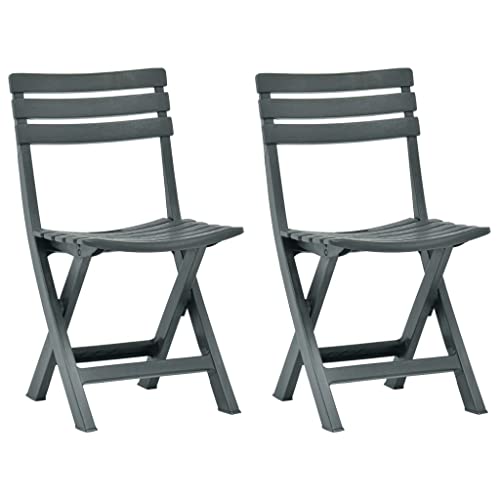 QJBSAVVA Gartenstühle 2er Set Klappbar aus Robustem Kunststoff Witterungsbeständig Grün 44 x 41 x 78 cm Leicht & Platzsparend für Balkon Terrasse und Camping von QJBSAVVA