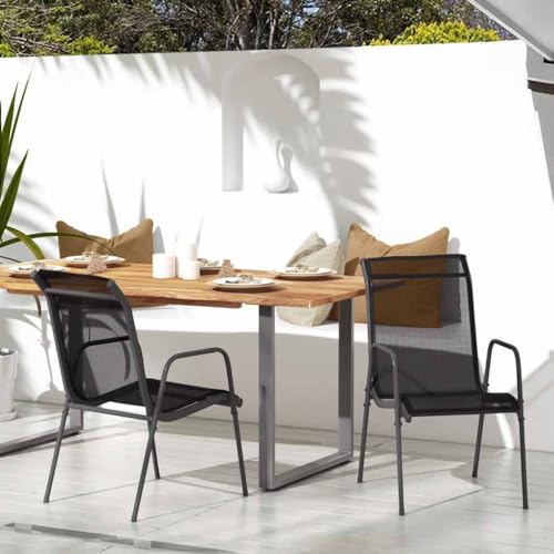 QJBSAVVA Gartenstühle 2er Set Schwarz Anthrazit Robuste Outdoor Armlehnstühle aus Stahl und Textilene 51 x 66 x 88 cm Leicht & Wetterfest für Garten Balkon und Camping von QJBSAVVA