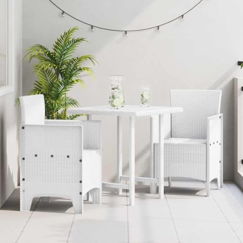 QJBSAVVA Gartenstühle 2er Set Weiß Moderner Rattan-Look Outdoor Stuhl aus Polypropylen 53 x 49 x 85 cm Leicht & Wetterfest für Terrasse Balkon und Garten von QJBSAVVA