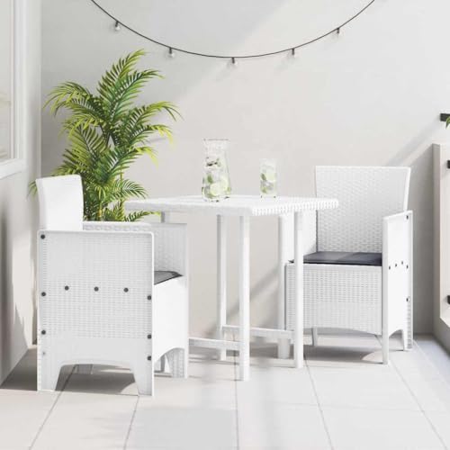 QJBSAVVA Gartenstühle 2er Set Weiß Moderner Rattan-Stil aus UV-beständigem Polypropylen 53 x 49 x 85 cm Leicht & Wetterfest für Terrasse Balkon und Garten von QJBSAVVA