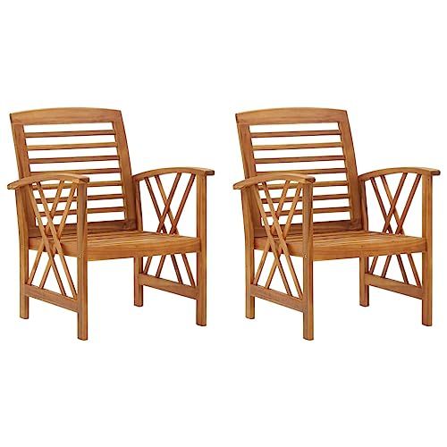 QJBSAVVA Gartenstühle 2er Set aus Massivholz Akazie mit Ölfinish 59 x 67 x 83 cm Robuste und Langlebige Outdoor Stühle für Garten Terrasse und Balkon von QJBSAVVA