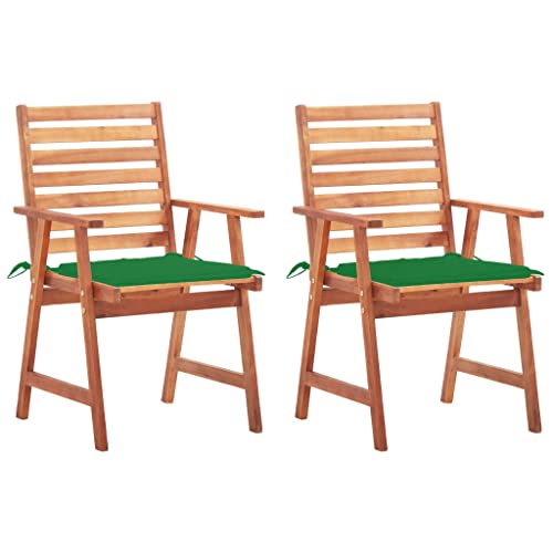 QJBSAVVA Gartenstühle 2er Set mit Kissen aus Massivholz Akazie Modernes Design Wetterbeständig & Bequem für Terrasse Balkon und Garten von QJBSAVVA