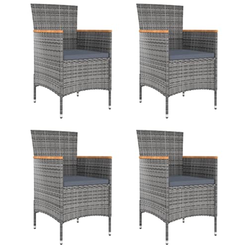 QJBSAVVA Gartenstühle 4er Set Grau aus Poly Rattan mit Akazienholz Armlehnen und Polster 61 x 60 x 88 cm Robuste Outdoor Möbel für Terrasse Balkon und Garten QJBSAVVA Gartenstühle 4er Set Grau aus Poly Rattan mit Akazienholz Armlehnen und Polster 61 x 60 x 88 cm Robuste Outdoor Möbel für Terrasse Balkon und Garten von QJBSAVVA