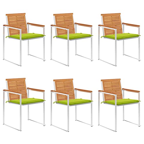 QJBSAVVA Gartenstühle 6er Set mit Kissen aus Massivholz Akazie und Edelstahl Wetterfest & Rostfrei für Terrasse Garten und Balkon QJBSAVVA Gartenstühle 6er Set mit Kissen aus Massivholz Akazie und Edelstahl Wetterfest & Rostfrei für Terrasse Garten und Balkon von QJBSAVVA