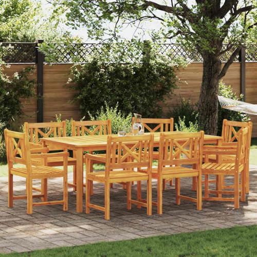 QJBSAVVA Gartenstühle 8 Stück aus Massivholz Akazie Modernes Design für Terrasse Balkon und Garten 56x55.5x90 cm Robust & Wetterfest von QJBSAVVA