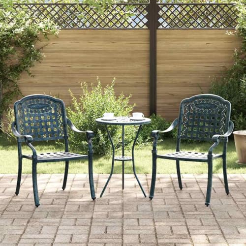 QJBSAVVA Gartenstühle Set 2 Stück Grün Modernes Gitterdesign aus Aluminium mit Pulverbeschichtung Robuste Outdoor Stühle für Terrasse Balkon und Garten Bequem & Wetterfest von QJBSAVVA