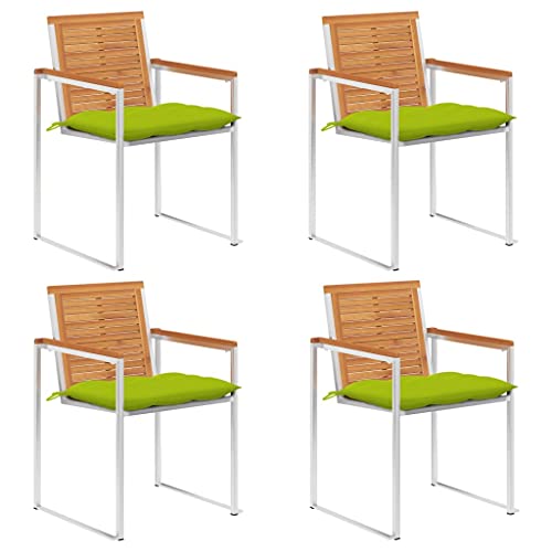 QJBSAVVA Gartenstühle Set aus Massivem Akazienholz mit Edelstahl und Kissen Wetterfest Rostfrei Langlebig für Terrasse Balkon und Garten 60 x 56 x 85 cm QJBSAVVA Gartenstühle Set aus Massivem Akazienholz mit Edelstahl und Kissen Wetterfest Rostfrei Langlebig für Terrasse Balkon und Garten 60 x 56 x 85 cm von QJBSAVVA