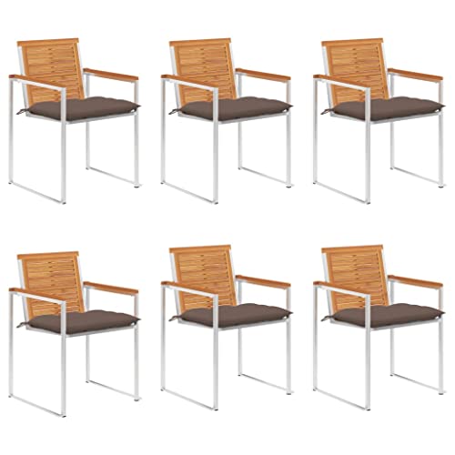 QJBSAVVA Gartenstühle Set aus Massivholz Akazie mit Kissen 6er Set Wetterbeständige Outdoor Stühle für Terrasse Balkon und Garten Hochwertige Edelstahl Konstruktion von QJBSAVVA