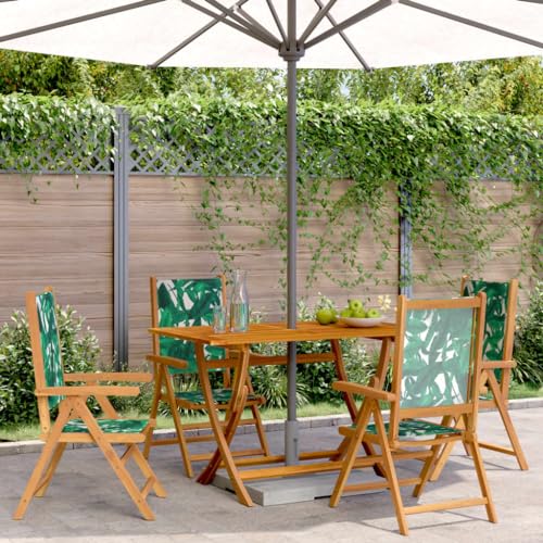 QJBSAVVA Gartenstühle Verstellbar 4 Stück aus Massivem Akazienholz mit Liegefunktion Grün für Garten Balkon und Terrasse Robust & Wetterfest von QJBSAVVA