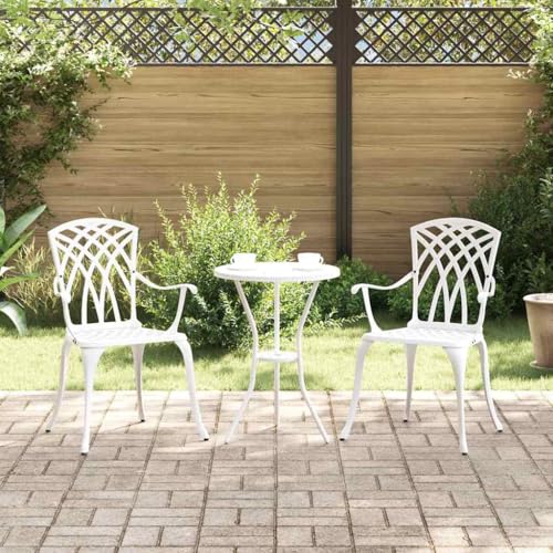QJBSAVVA Gartenstühle Weiß 2 Stück Moderne Aluminium Stühle mit Pulverbeschichtung Bequem & Wetterfest für Balkon Terrasse und Garten von QJBSAVVA