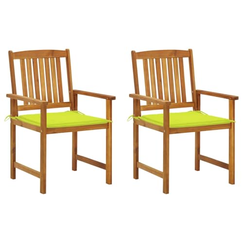 QJBSAVVA Gartenstühle aus Massivholz Akazie mit Kissen 2er Set Outdoor Klappstühle für Balkon Garten und Camping Robust & Bequem 61 x 57 x 92 cm von QJBSAVVA