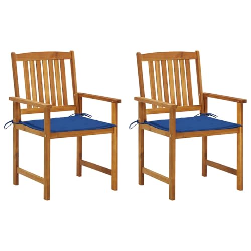QJBSAVVA Gartenstühle aus Massivholz Akazie mit Kissen 2er Set Robust & Bequem für Garten Balkon und Terrasse Dekorative Outdoor Möbel mit Latten Design von QJBSAVVA