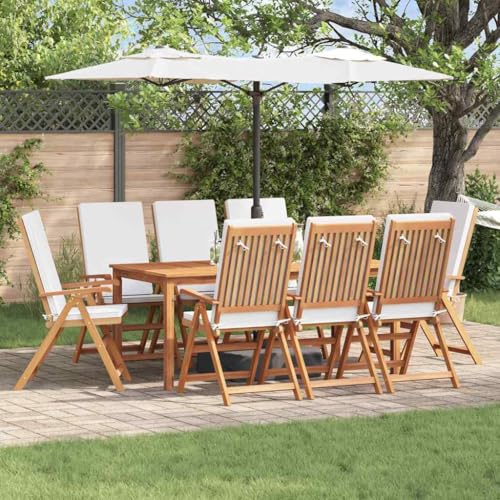 QJBSAVVA Gartenstühle aus Massivholz Teak 8er Set Klappstühle mit Ergonomischem Design für Terrasse Balkon und Garten Creme Outdoor Möbel von QJBSAVVA