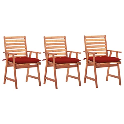 QJBSAVVA Gartenstühle aus massivem Akazienholz mit Wasserdichten Kissen Set aus 3 Stühlen + 1 Extra Kissen Modernes Design für Terrasse Balkon und Garten von QJBSAVVA