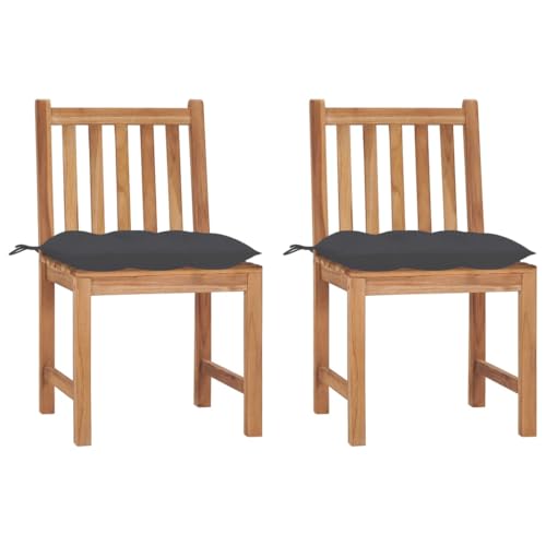 QJBSAVVA Gartenstühle aus massivem Teakholz 2er Set mit Anthrazit Kissen 50 x 53 x 90 cm Robuste Outdoor Stühle für Garten Terrasse und Balkon QJBSAVVA Gartenstühle aus massivem Teakholz 2er Set mit Anthrazit Kissen 50 x 53 x 90 cm Robuste Outdoor Stühle für Garten Terrasse und Balkon von QJBSAVVA