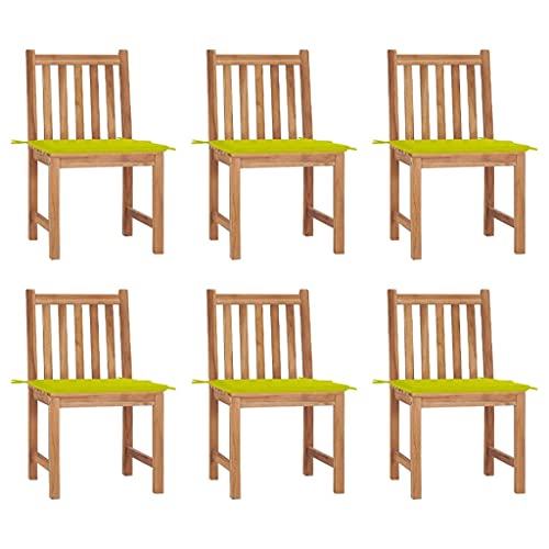 QJBSAVVA Gartenstühle aus massivem Teakholz 6er Set mit hellgrünen Kissen 50 x 53 x 90 cm Wetterbeständige Outdoor-Möbel für Terrasse Balkon und Garten QJBSAVVA Gartenstühle aus massivem Teakholz 6er Set mit hellgrünen Kissen 50 x 53 x 90 cm Wetterbeständige Outdoor-Möbel für Terrasse Balkon und Garten von QJBSAVVA