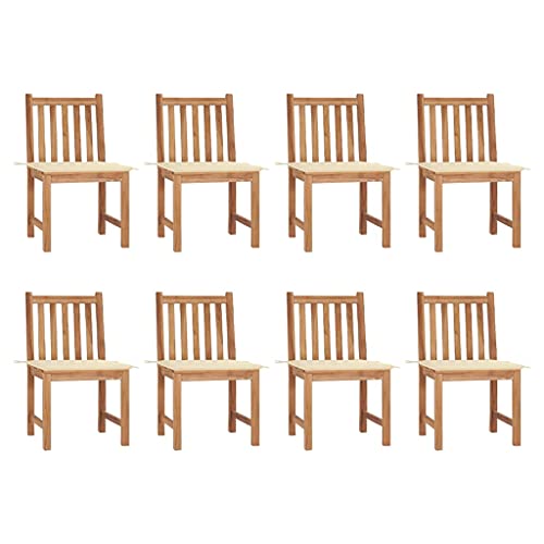 QJBSAVVA Gartenstühle aus massivem Teakholz 8er Set mit cremeweißen Kissen 50 x 53 x 90 cm Wetterfeste Outdoor Stühle für Garten Terrasse Balkon QJBSAVVA Gartenstühle aus massivem Teakholz 8er Set mit cremeweißen Kissen 50 x 53 x 90 cm Wetterfeste Outdoor Stühle für Garten Terrasse Balkon von QJBSAVVA