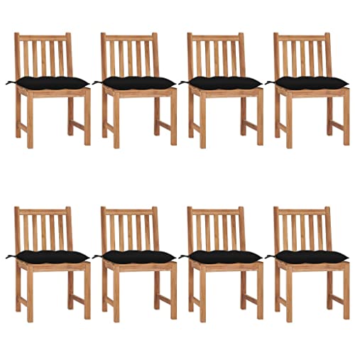 QJBSAVVA Gartenstühle aus massivem Teakholz mit schwarzen Kissen Set of 8 Stück 50 x 53 x 90 cm Wetterbeständige Outdoor Möbel für Garten Terrasse und Balkon QJBSAVVA Gartenstühle aus massivem Teakholz mit schwarzen Kissen Set of 8 Stück 50 x 53 x 90 cm Wetterbeständige Outdoor Möbel für Garten Terrasse und Balkon von QJBSAVVA