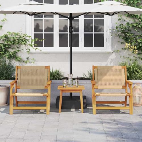 QJBSAVVA Gartenstühle mit Tischset 3 Teile in Beige aus massivem Akazienholz Robustes Outdoor Möbelset für Balkon Terrasse und Garten von QJBSAVVA