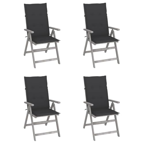 QJBSAVVA Gartenstuhl Grau aus Massivholz Akazie mit Verstellbarer Rückenlehne und Anthrazit Polster 57 x 69 x 110 cm Bequemer Outdoor Hochlehner für Garten Balkon und Camping QJBSAVVA Gartenstuhl Grau aus Massivholz Akazie mit Verstellbarer Rückenlehne und Anthrazit Polster 57 x 69 x 110 cm Bequemer Outdoor Hochlehner für Garten Balkon und Camping von QJBSAVVA