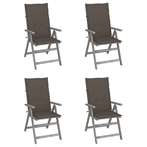 QJBSAVVA Gartenstuhl Hochlehner Verstellbar 4er Set mit Auflagen aus Massivholz Akazie Grau 57 x 69 x 110 cm Bequem & Stabil für Garten Balkon und Terrasse QJBSAVVA Gartenstuhl Hochlehner Verstellbar 4er Set mit Auflagen aus Massivholz Akazie Grau 57 x 69 x 110 cm Bequem & Stabil für Garten Balkon und Terrasse von QJBSAVVA